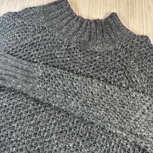 American Eagle Mock Neck Textured Knit Sweater Charcoal Grey Women's M